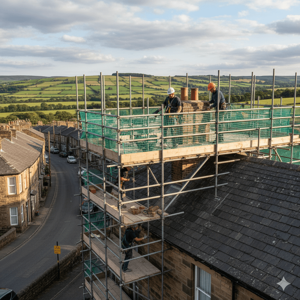 chimney repair on terraced house in Halifax
